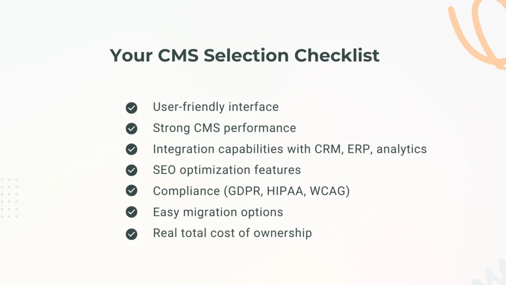 CMS Decision Checklist
